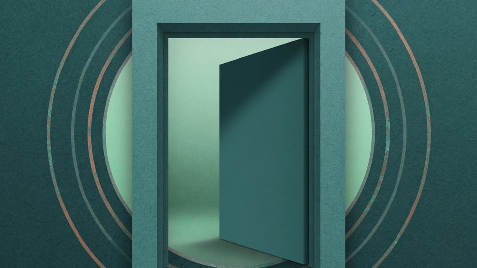 Abstract doorway with concentric privacy layers